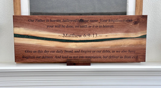 Lord's Prayer Engraved Walnut Live Edge Piece