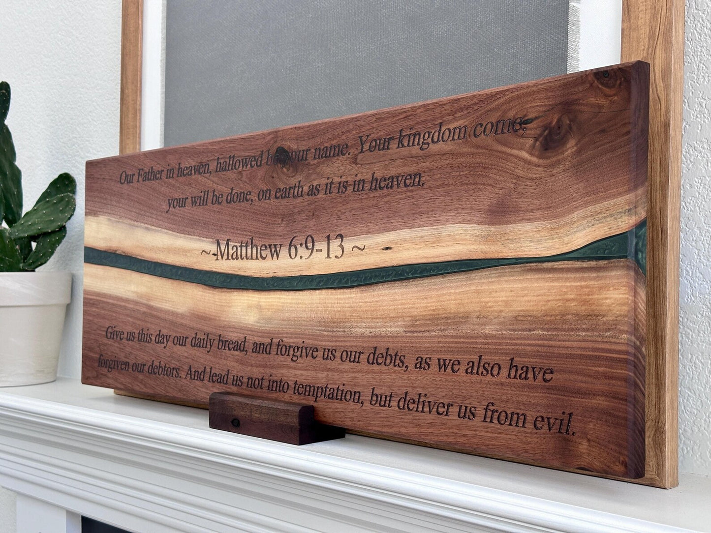 Lord's Prayer Engraved Walnut Live Edge Piece