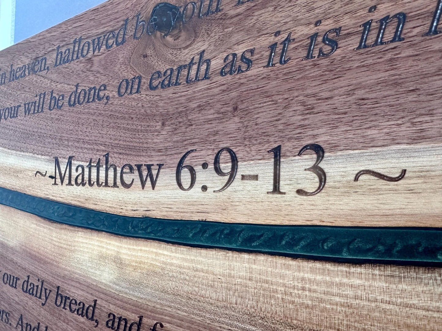 Lord's Prayer Engraved Walnut Live Edge Piece